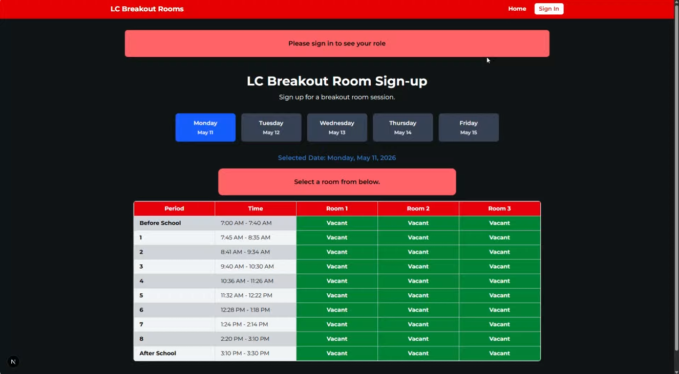Screenshot of LC Breakout Rooms App