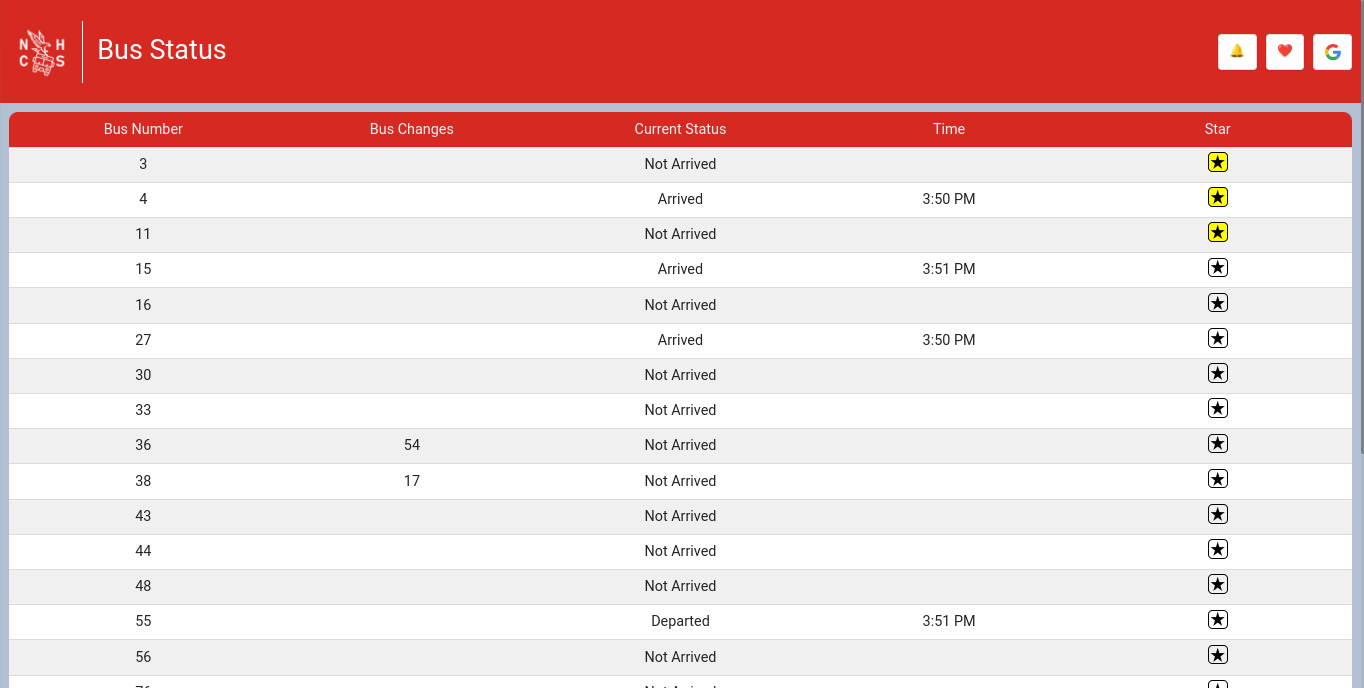 Screenshot of the Bus App